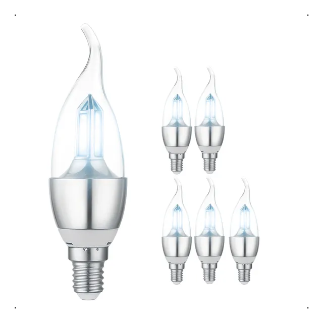 Kit 6 Lâmpada Vela Led 4w Decorativa Bico Torto E14 Bivolt