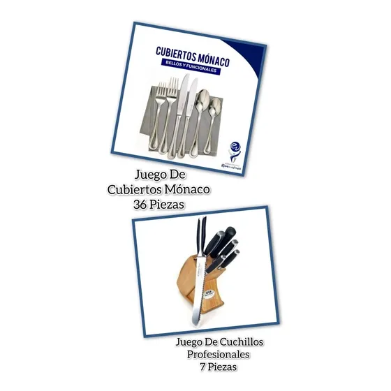 Cuchillos Rena Ware 7 Pz + Juego De Cubiertos Renaware 36 Pz