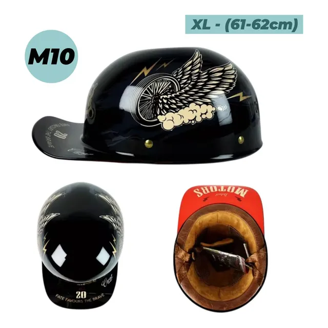 Casco Moto Vintage Custom Blanco Con Rueda Alas Para Motos