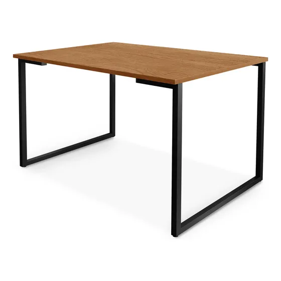 Mesa de Sala de Estar e Jantar para 4 cadeiras Retangular Estilo Industrial - KLM Store Cor Imbuia e Preto