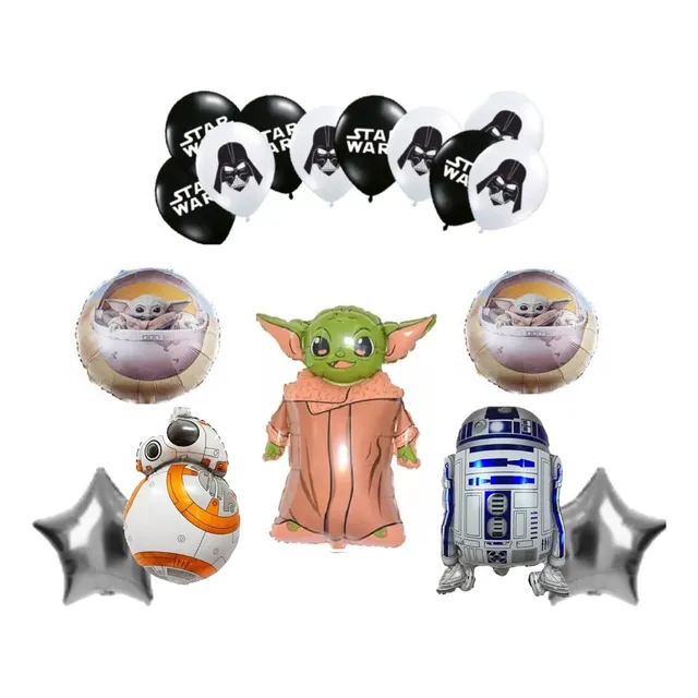 Pack Globos Stars War Yoda, Arturito, Bb8 X 7 + Latex 