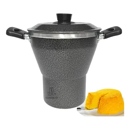 Panela Cuscuzeira Craqueada Grande N20 Alumínio + Barata Preto