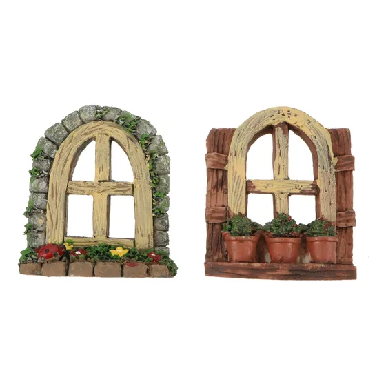 2 Ventana Hada Miniatura Escultura Arbol Gnomo Casa Que Arte