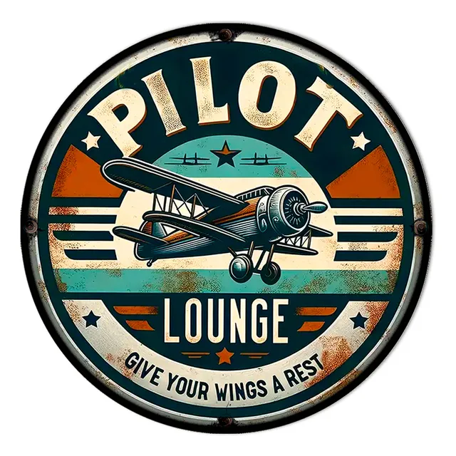 #1014 - Cuadro Decorativo Vintage - Piloto Avión Vuelo Retro