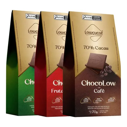 Chocolate Zero Açúcares 70g Sabores Variados Kit Com 3