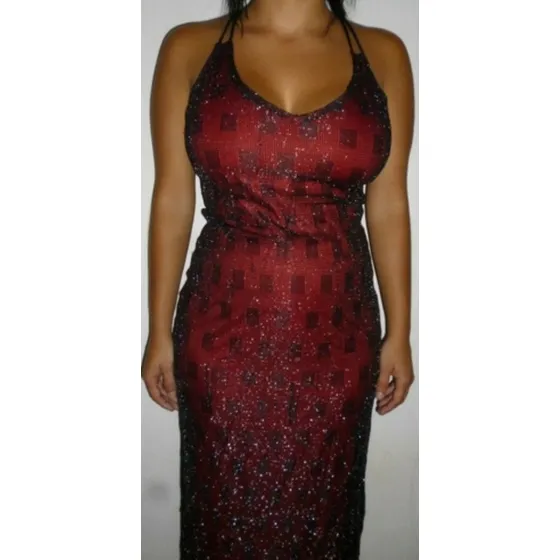 Vestido Formal Color Rojo - Talla M - 130 Cm De Largo