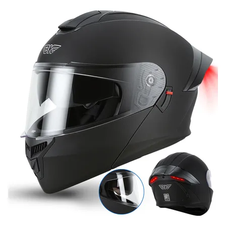 Capacete Moto Aberto Fosco C/ Recarregável Led + Visor Duplo Preto Monocolor Fosco 57/58