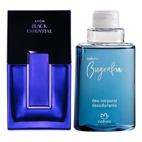 Black Essential Tradicional Deo Colonia Avon 100ml + Biografia Tradicional Deo Corporal Refil Natura 100ml