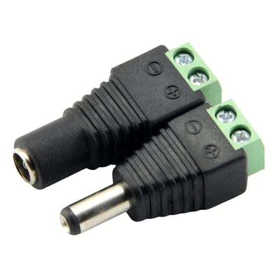 Adaptador Tipo Jack De 3.5 Mm Polarizado 12 Vcc / Terminales Tipo Tornillo / Ideal Para Cámaras De Cctv / Macho Y Hembra