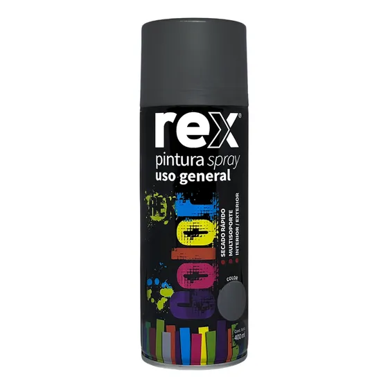 Pintura En Spray Uso General Secado Rápido Rex 400ml Color Grafito