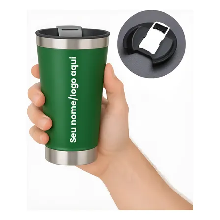 Copo Cerveja Com Tampa E Abridor | Personalizado Nome, Logo