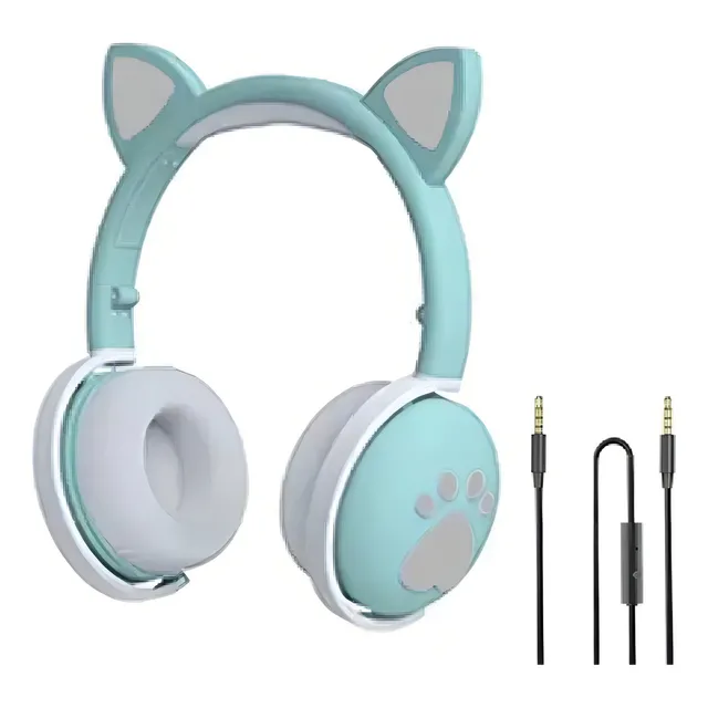 Auriculares gamer inalámbricos Fingertime BK1-AUR turquesa con luz LED