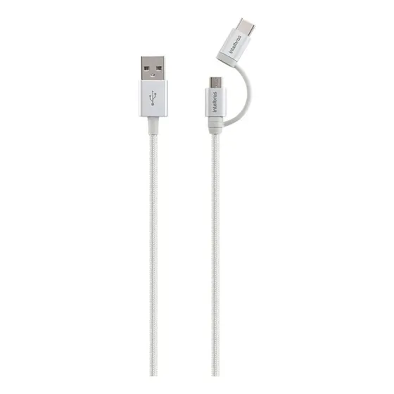 Cabo Usb Para Usb-c E Micro Usb, Branco, Intelbras Euabc15nb