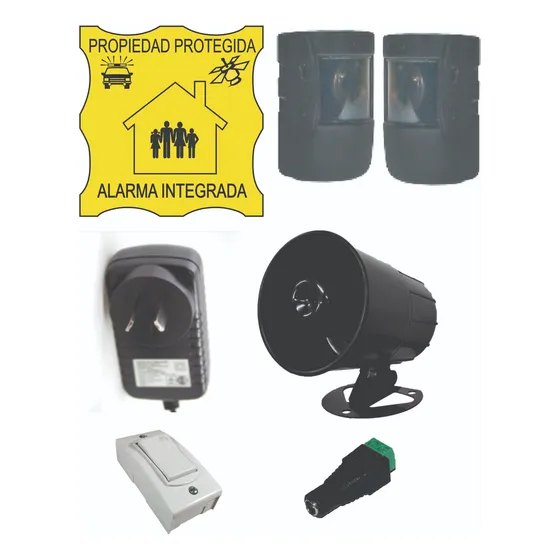 Kit Alarma Exterior, Barrera Infrarroja + Sirena,perimetral