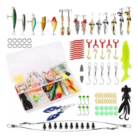 Kit Señuelos Para Pesca Para Agua Dulce Y Agua Salada 110pzs