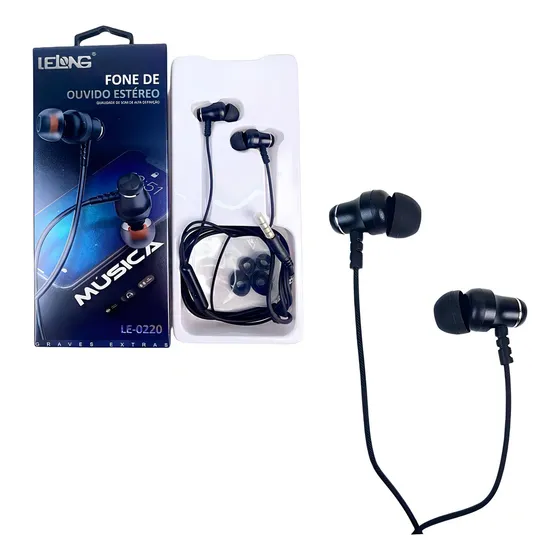 Fones De Ouvido Extéreo Lelong Le-0220 / Grave Extras Cor Preto