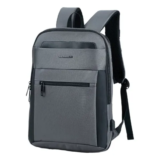 Mochila Portanotebook Hummer Expansible Organizador Interno Color Gris 22055 Diseño De La Tela Liso