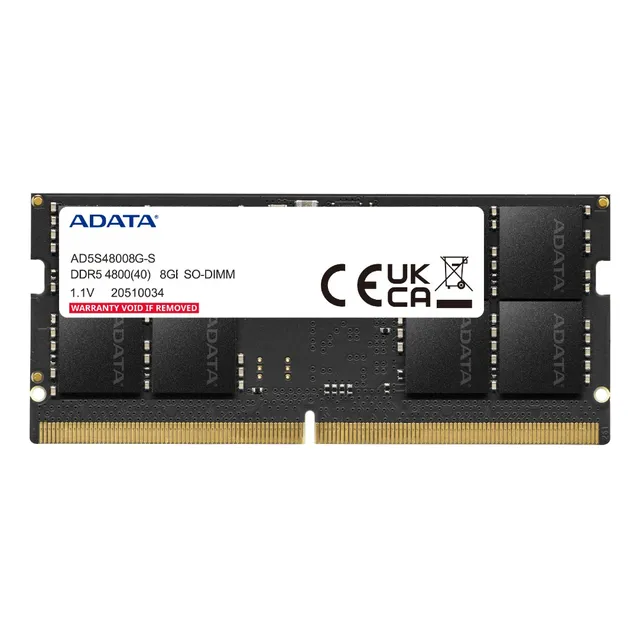 Memoria Adata Ad5s48008g-s 8 Gb Sodimm Ddr5 4800 Mhz Negro