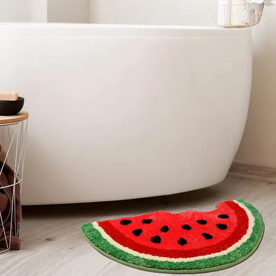 Tapete Baño Sandia Para Bonita Fruta Forma Media Redonda X