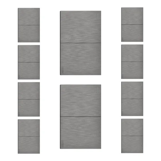 Paquete 10 Placas Con 2 Interruptores Sencillos Lucek Flat 16 A 250v Plateado