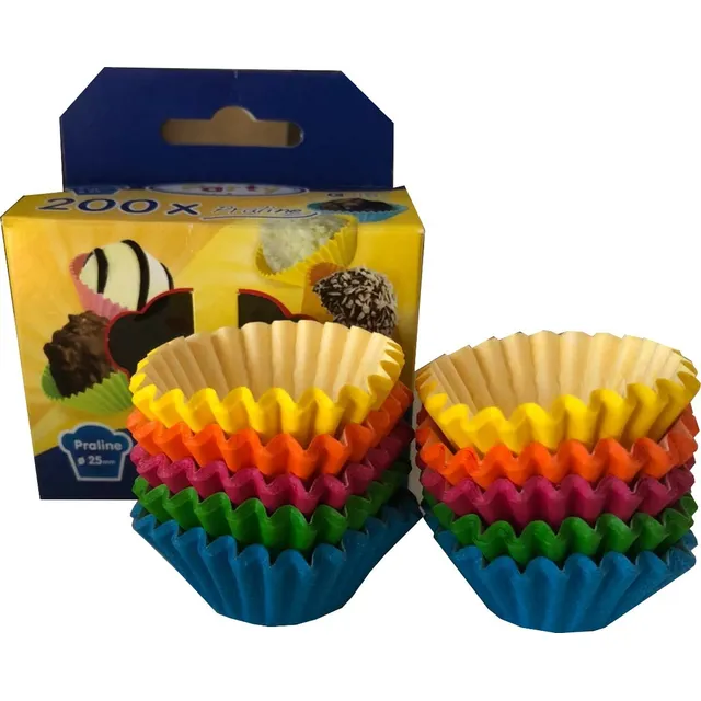  200 Molde Papel Trufa Brigadeiro 2,5 Cm 5 Colores Vivos