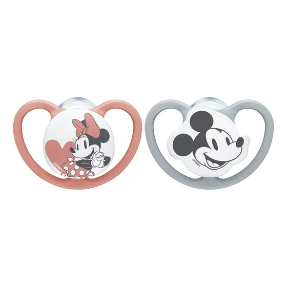 Chupete Nuk Disney Mickey Mouse 0 A 6 Meses - 2 Unidades Color Rojo/gris Período De Edad 0-6 Meses