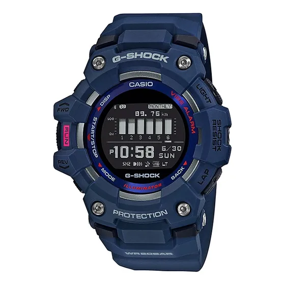 Reloj Casio Hombre Gbd-100-2d Malla Azul Bisel Azul Fondo Negro