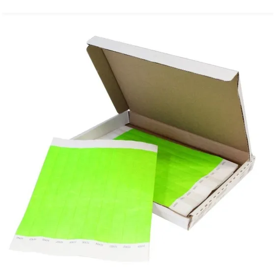 Pulseras Brazaletes De Papel Tyvek 25 X 1.9 Cms 100 Piezas Color Verde Neón