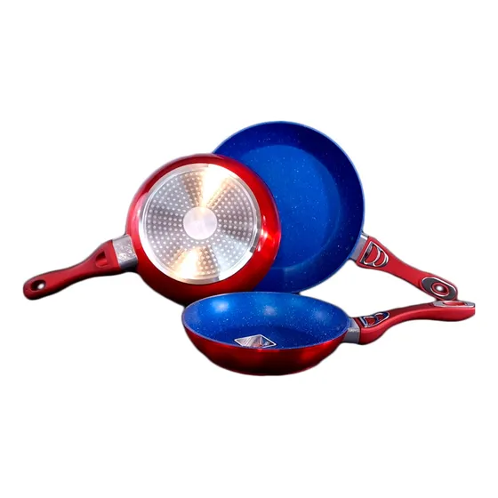 Juego 3 Sartenes Kokken Madrid Rojo De Inducción De 4mm