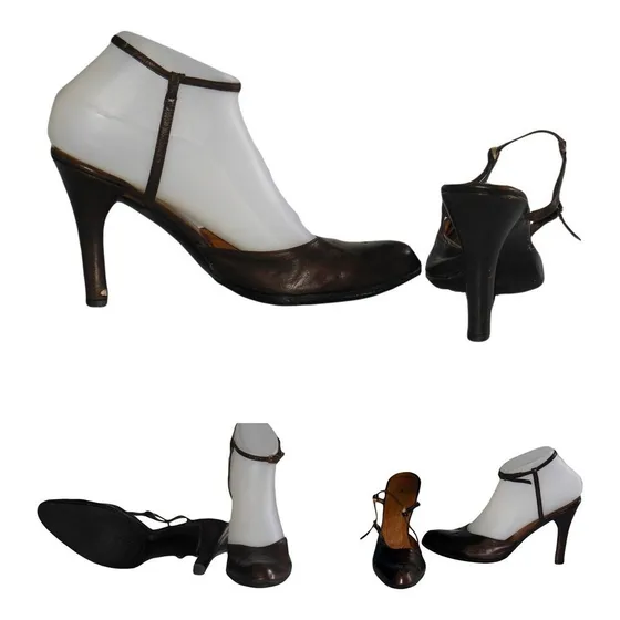Sandalias Usadas Mujer T 38 Negras Marrón Tacón Bajo Y Alto