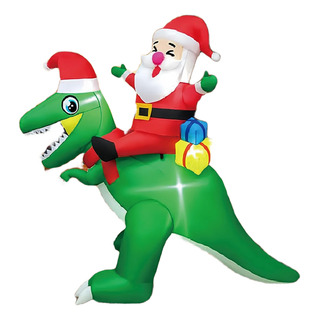 Inflable Santa Claus Con Dinosaurio 1.83 Cm Luz Led Adorno Inflable Santa Claus Con Dinosaurio 1.83 Cm Luz Led Adorno