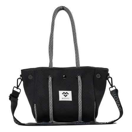 Cartera Bandolera Mv Movac Tropical Mujer Neopreno Multiuso Acabado de los herrajes Níquel Color Negro Correa de hombro Blanco Diseño de la tela Liso