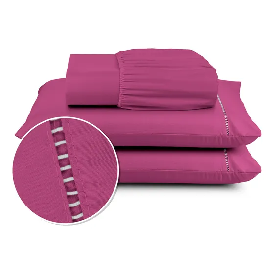 Kit Jogo De Lençol Casal 3 Pç 400 Fios Conforto Toque Macio