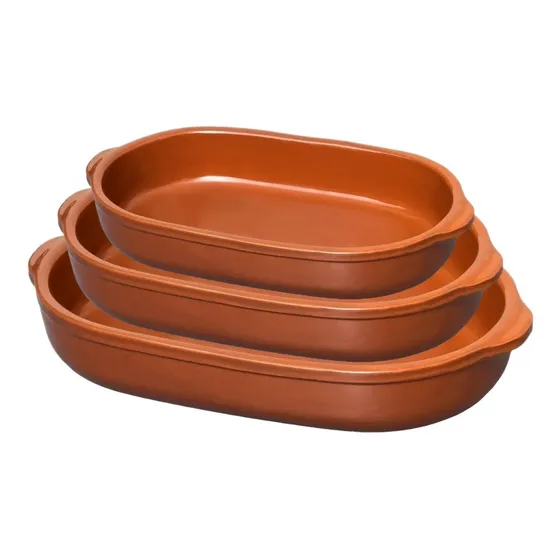 3 Assadeira De Barro Para Farofa/arroz 