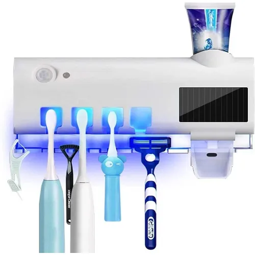 Porta Cepillo + Esterilizador Uv Elimina Bacterias Dentales Color Blanco