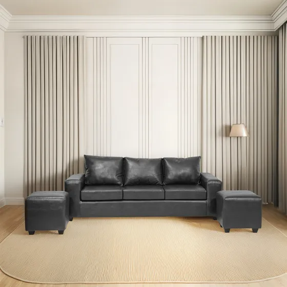 Living Kahlo 3 Cuerpos + 2 Pouf Pu Innovamuebles