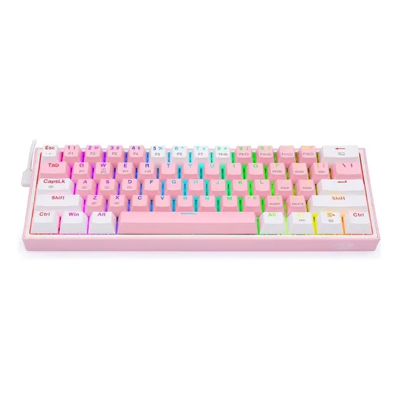 Teclado Mecánico Redragon 60% Fizz Pro K616rgb Pink/white Wl Teclado Rosa/Blanco Idioma Inglés US