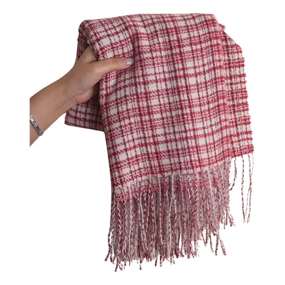 Bufanda Shanell Reeve Estilo Tweed Con Flecos | Rojo Rojo Liso Unico