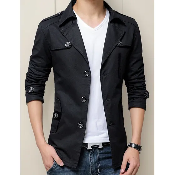 Saco Blazer Estilo Gabardina Slim Fit Casual Formal Elegante