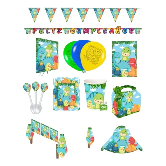 Kit Decoración Piñata Fiesta Infantil Dinosaurio Bebe Globos