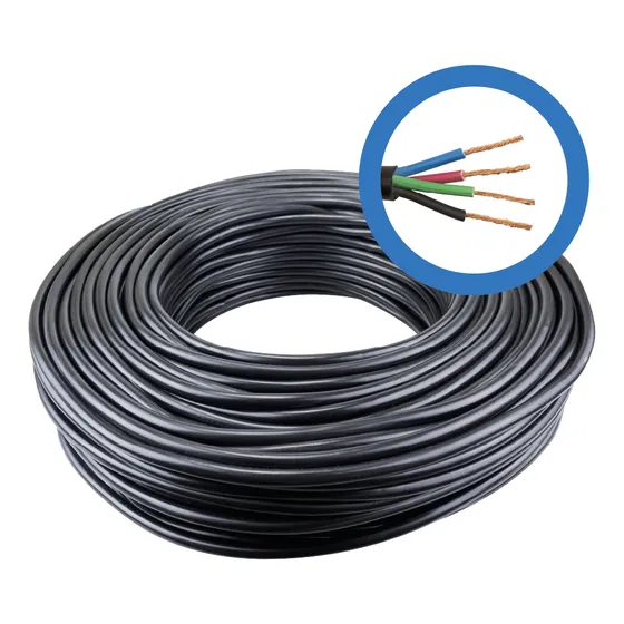 Fio Cabo Eletrico Pp 4x2,5 Rolo Com 100m Flexivel Preto
