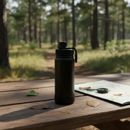 Garrafa Térmica Inox Agua Gelada 600ml Capinha Silicone Preto