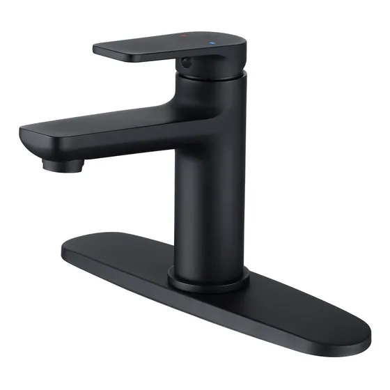 Grifo Baño Negro Mate Lavabo Una Sola Manija Placa 1