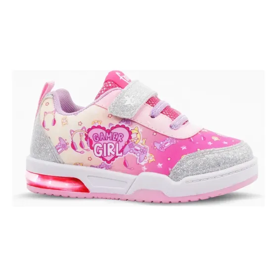 Zapatilla Footy Gamer Girl Rosa Con Luz Al Pisar Niña