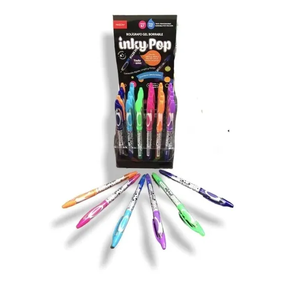4 Lapiceras Roller  Borrable C/ Goma +4 Repuestos Rexon Azul