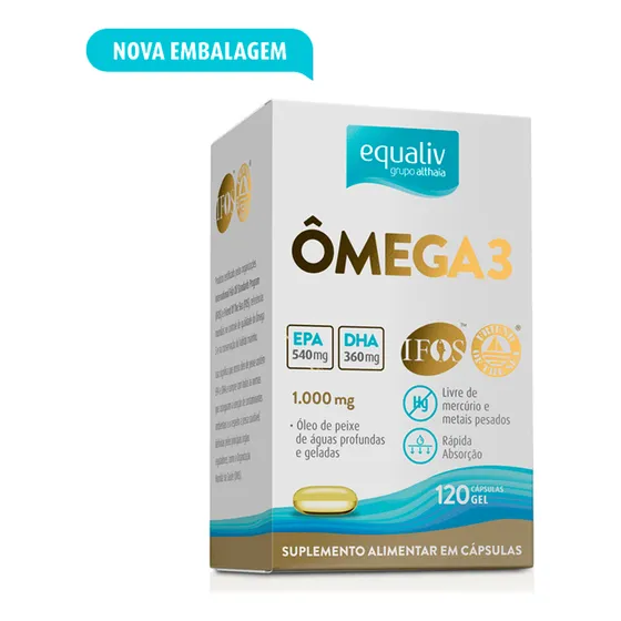 Omega 3 Saúde Do Coração E Memória 1000mg Equaliv 120 Caps Sabor Neutro