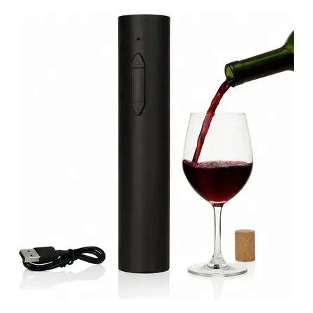 Abridor De Vinho Elétrico Automático Saca Rolhas Usb Preto