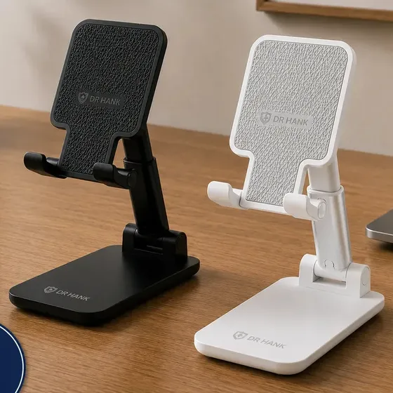 Suportes Celular Tablet De Mesa Ajustável Dobrável Universal Branco E Preto Base Antiderrapante Suporte Ergonômico Altura Regulável