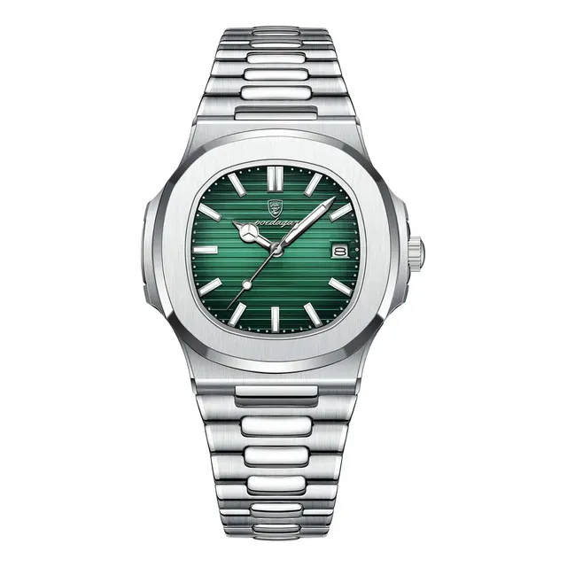 Relógio Poedagar 613 Aço Inoxidável Quartzo Fundo Verde 41mm
