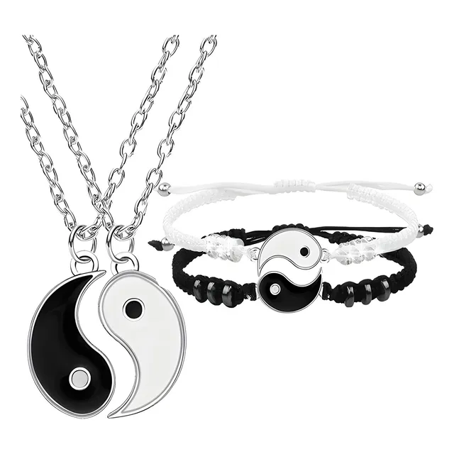 Pulseras De Yin Yang Para Parejas Ajustables Promesa De Amor